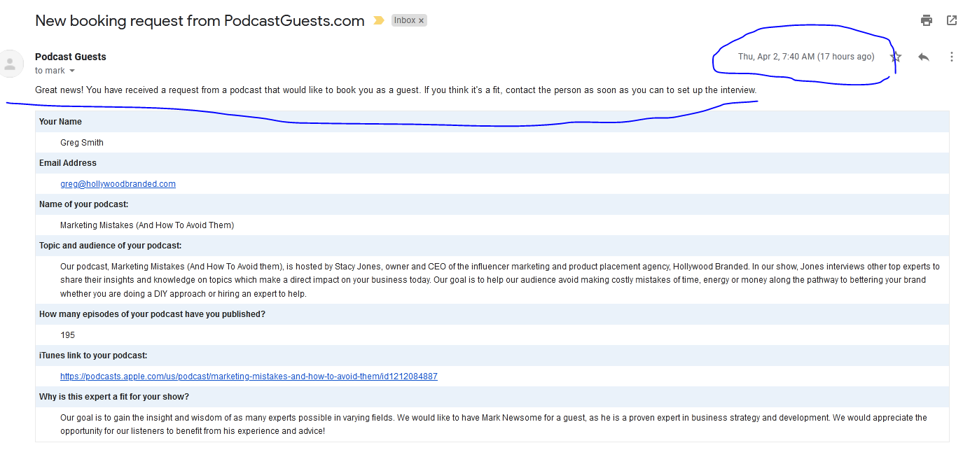 guest podcast request notice
